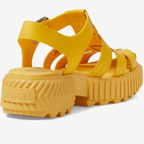 NEW SOREL ONA™ Streetworks Fisherman Mid Sandals Chunky Flats Yellow Casual sz 9 - Picture 6 of 12